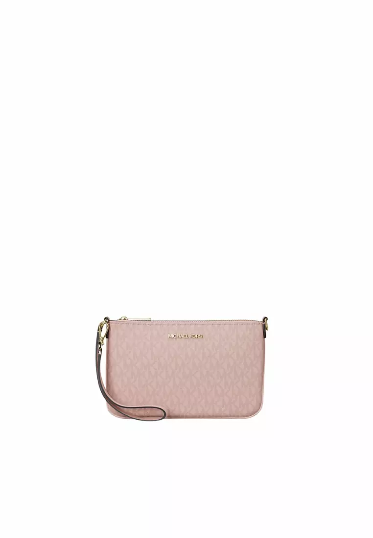 Michael Kors Jet Set Small Wristlet Signature Logo In Powder Blush 35T4GTVW5B
