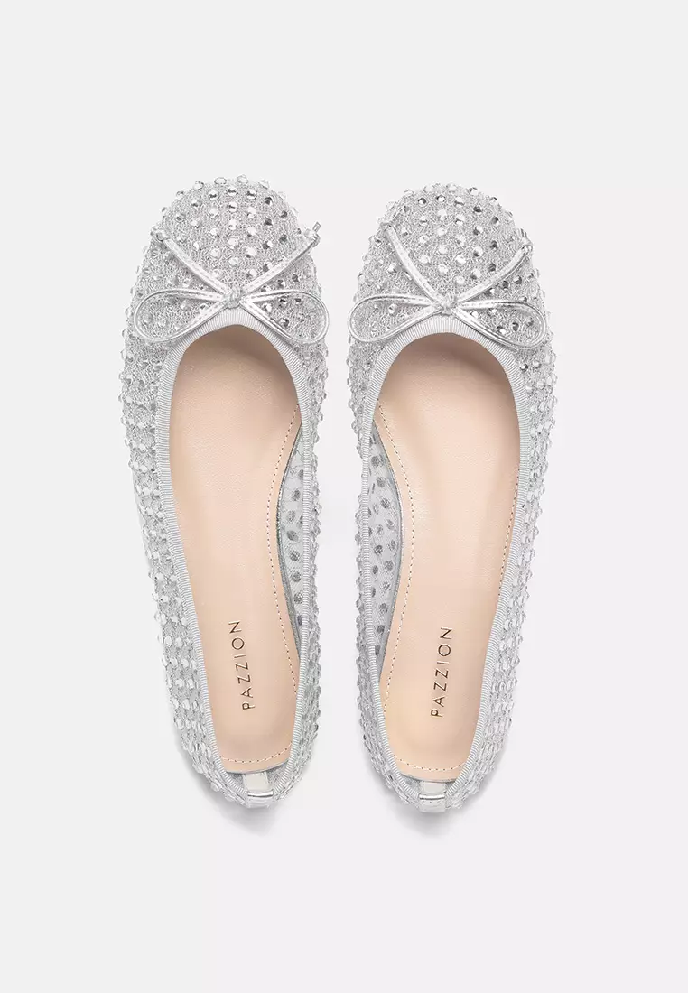 Orlise Crystal Embellished Bow Flats