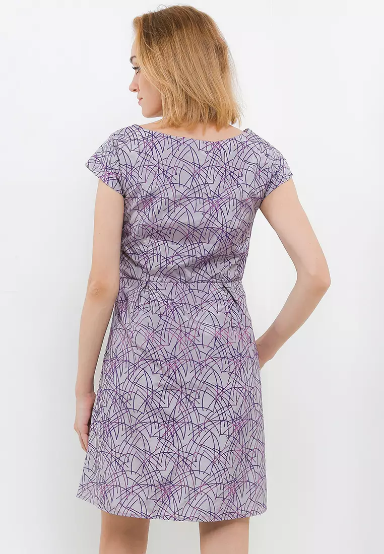 Narnia Dress In Grey Purple Print