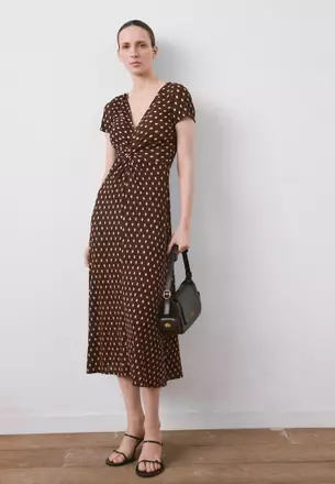 knee length dresses for ladies Fit & Flare Sleeveless Linen-Blend Midi Dress main image 0