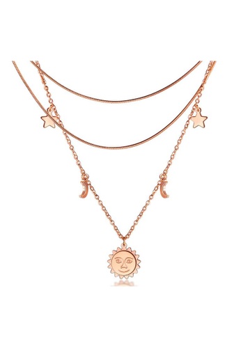 Air Jewellery gold Luxurious Double-Layer Sun Smiley Necklace In Rose Gold F40C8AC8AD9836GS_1