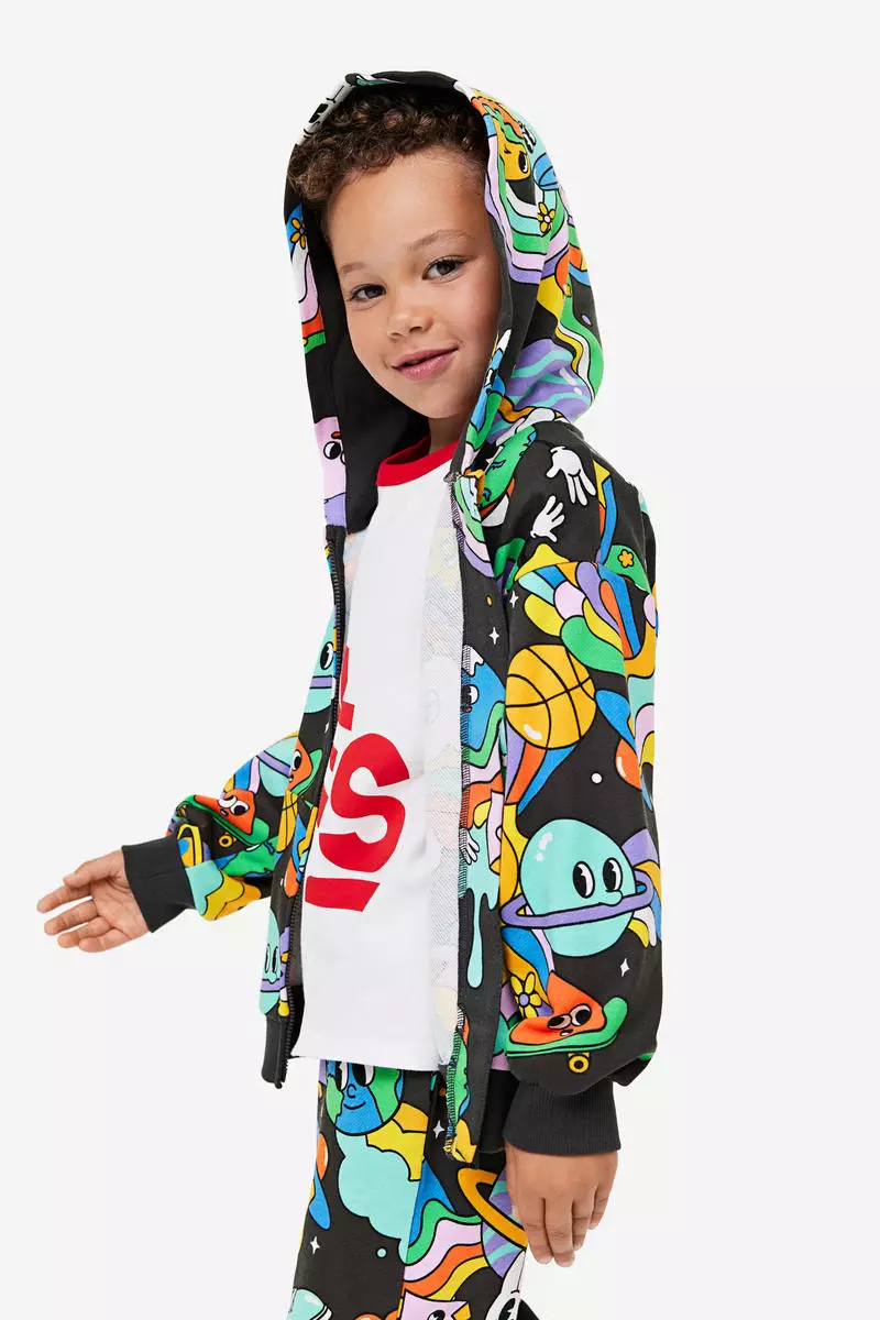 Buy Hu0026M Patterned zip-through hoodie 2023 Online | ZALORA Philippines