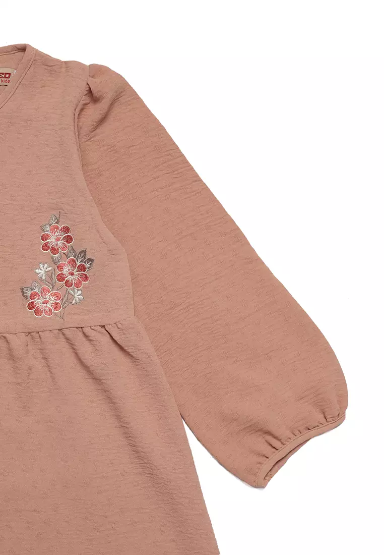 Baju Gamis Anak Perempuan Putik Bunga Mocca - ADORABLE