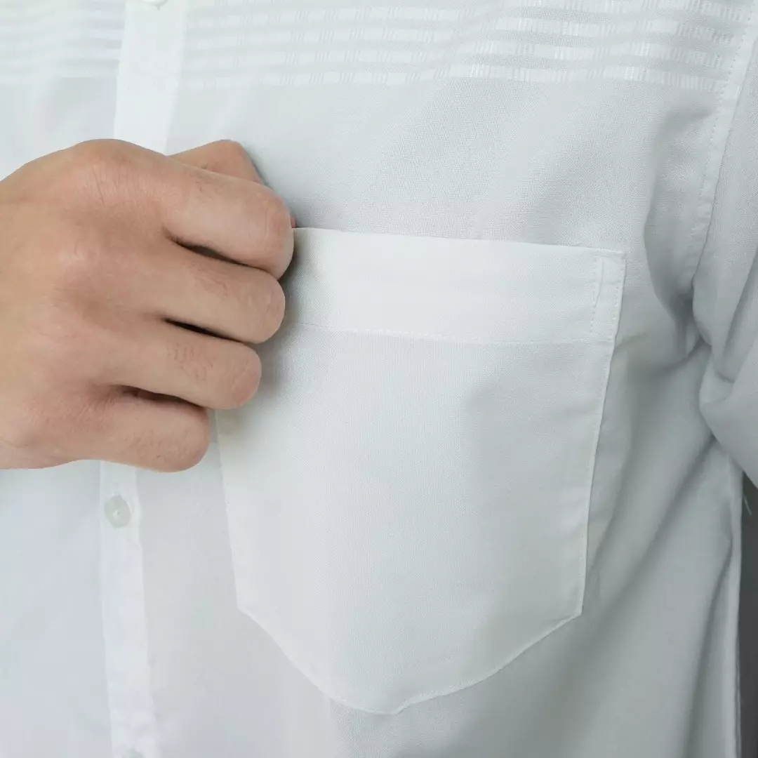 Casella Baju Koko Pria Lengan Pendek | Baju Koko Horizontal Harun 4105 White