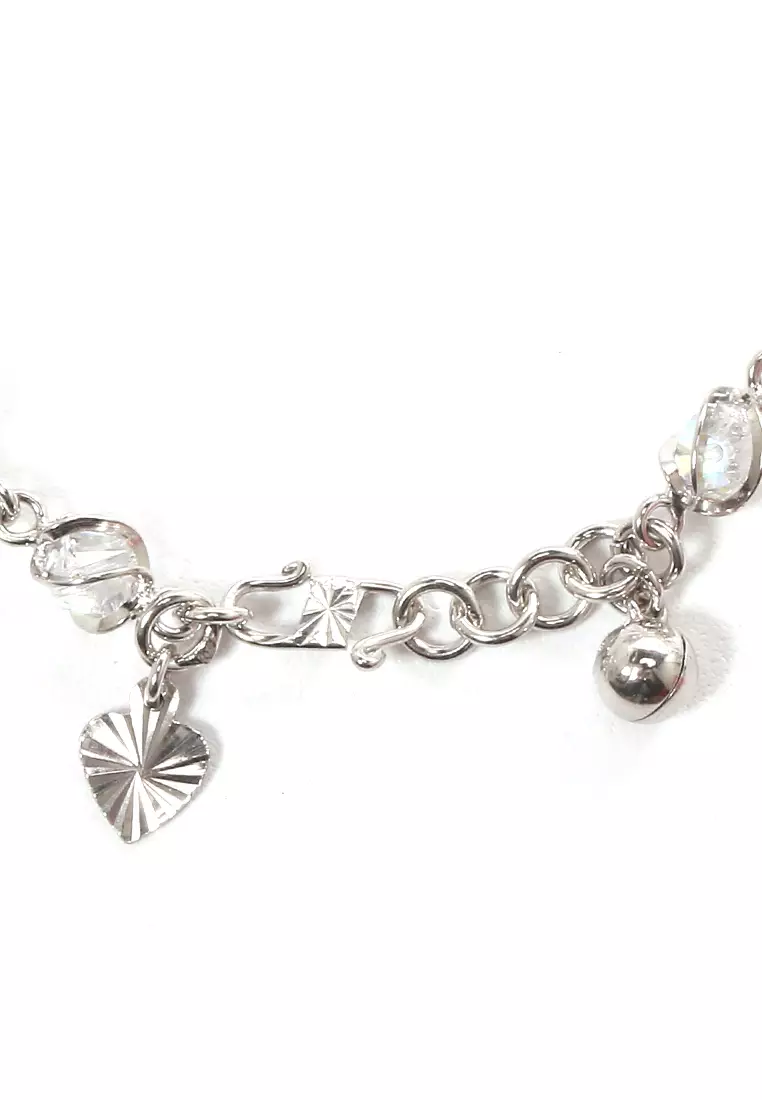 Bracelet Batu Kristal Perhiasan Aksesoris Wanita Perak - Putih