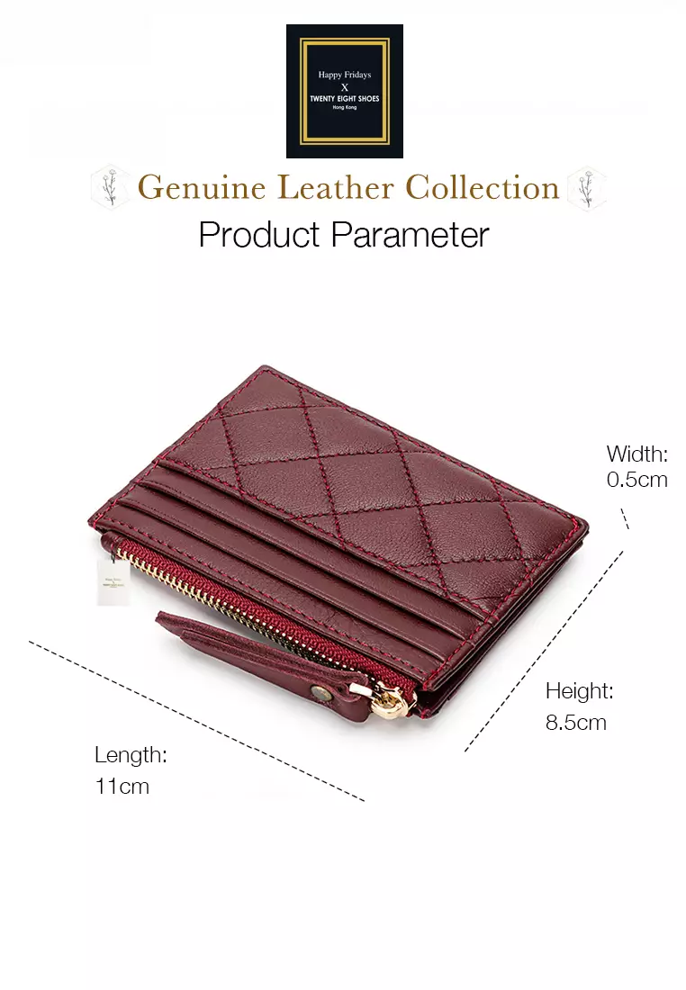 Quilted Sheepskin Card Holder Zip Purse JW YT-09