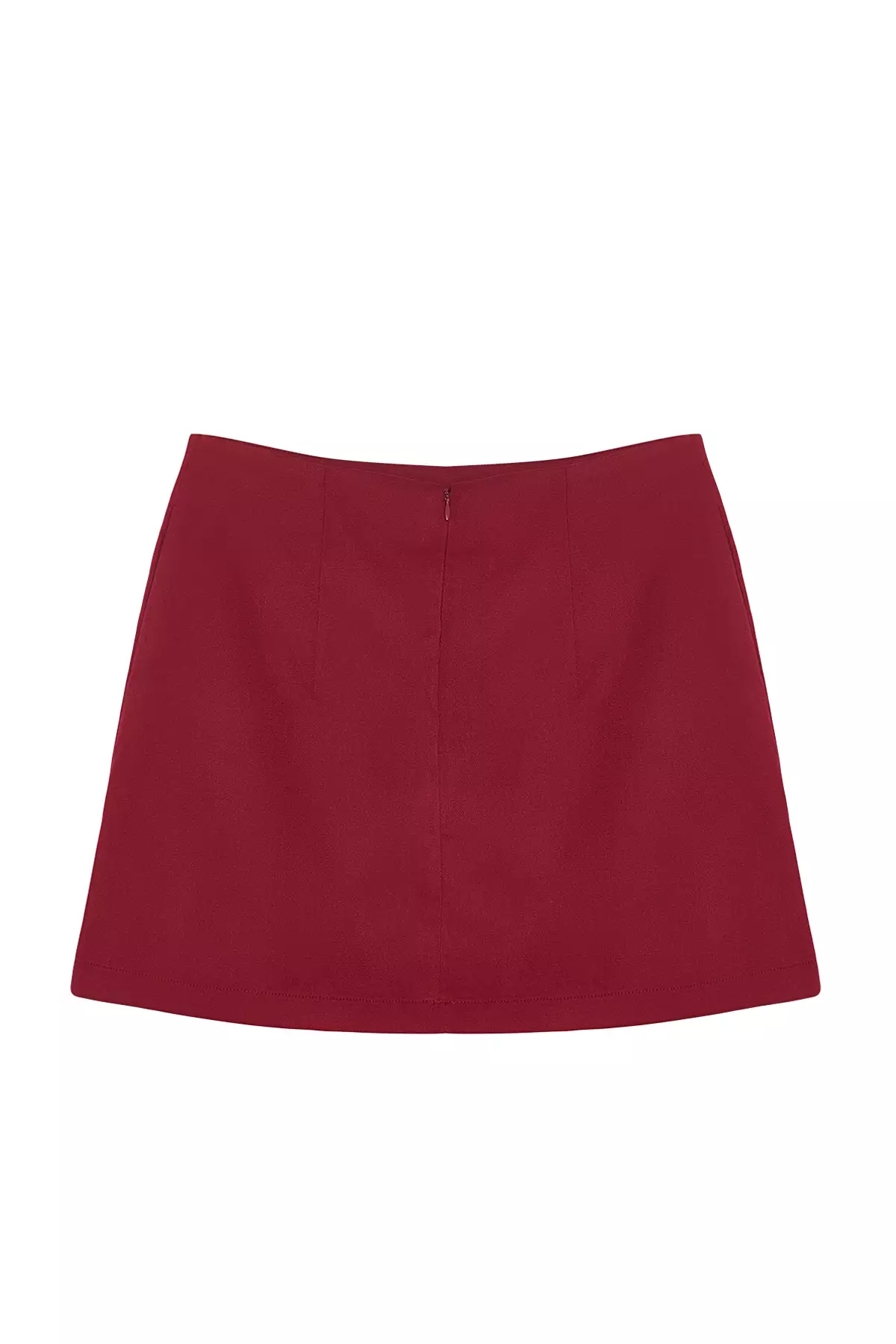 High Waist Dark Burgundy A Line Mini Skirt