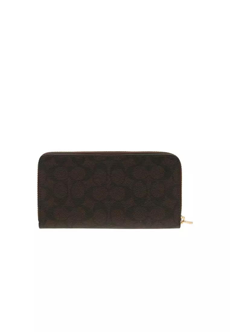 Long Zip Around Wallet In Signature Canvas CW778