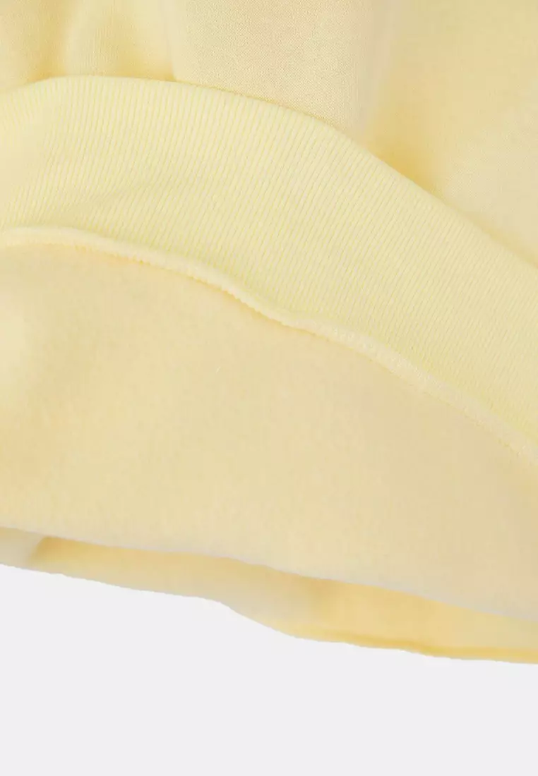 Light Yellow Oversize/Relaxed Cut Basic Crew Neck Thick/Polarized Inside Knitted Sweatshirt Twoaw24Sw00102