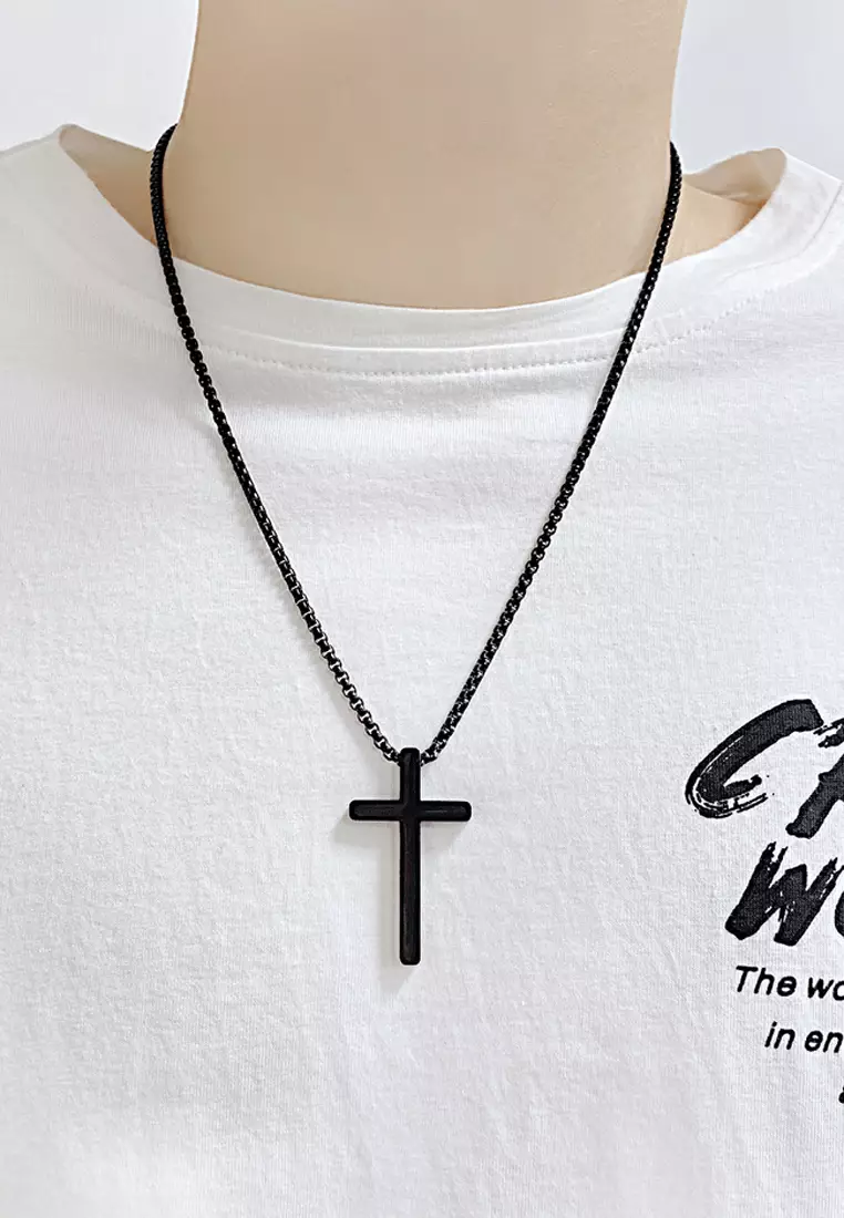 Mens black cross on sale pendant