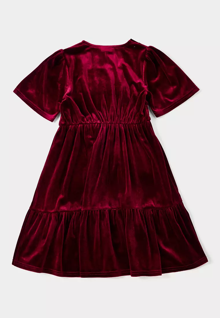 Hollie Burgundy Velvet Smock  Dress