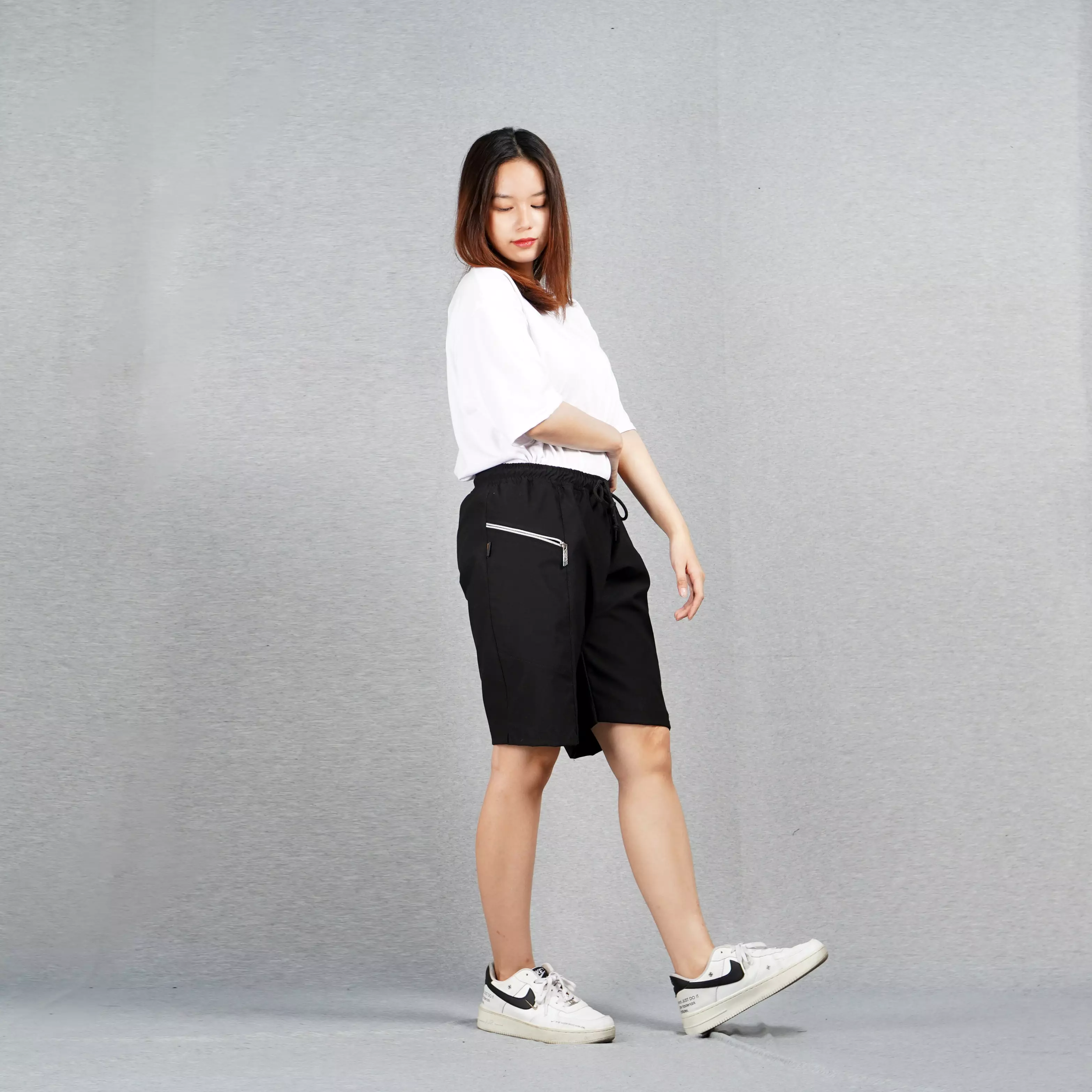 XYAN Celana Pendek Wanita Celana Chino Pendek Celana Pendek Chino Pants Short Pants - HITAM