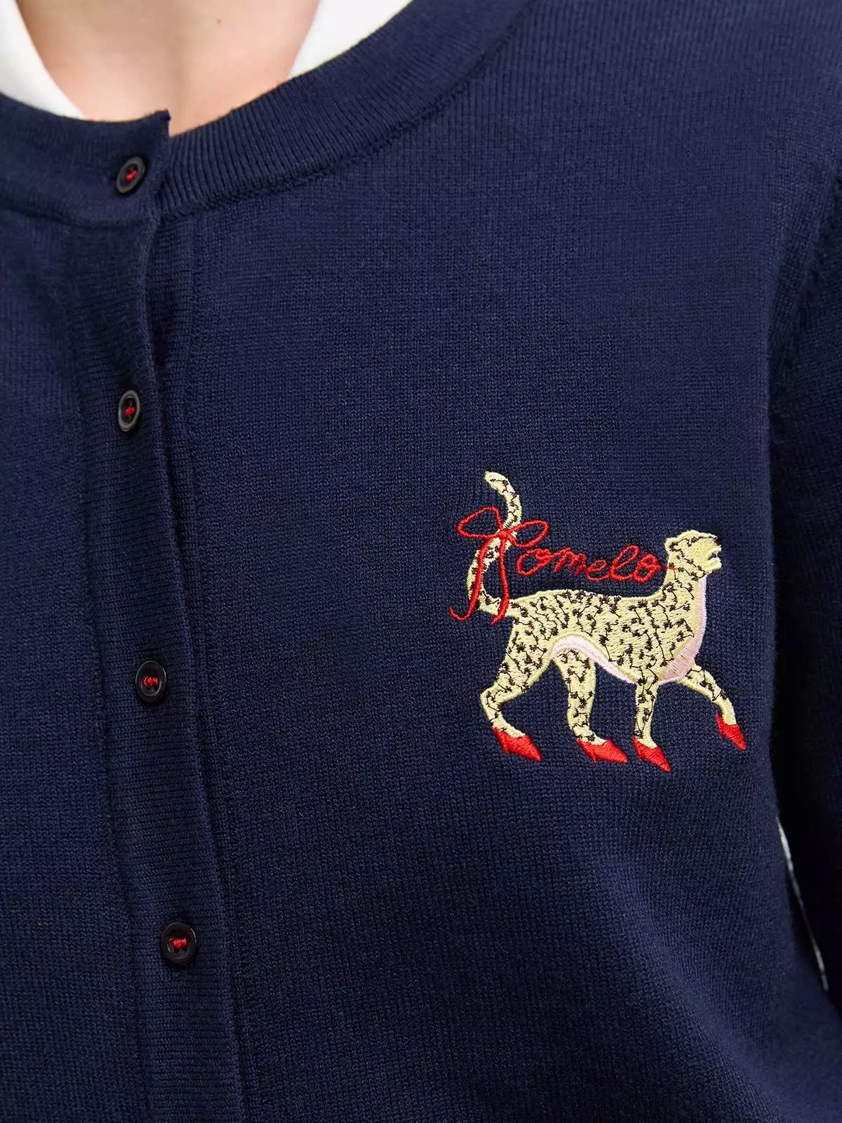 Pomelo - Cardigan Wanita - Embroidered Cardigan - Navy