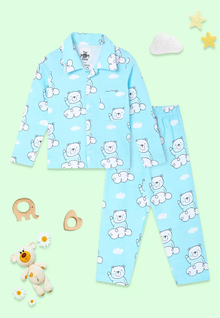 The Mom Store Kids And Baby Pajama Nightsuit Set - Hello Bear