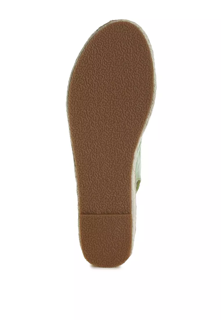 Croco Peep Toe Wedges In Green