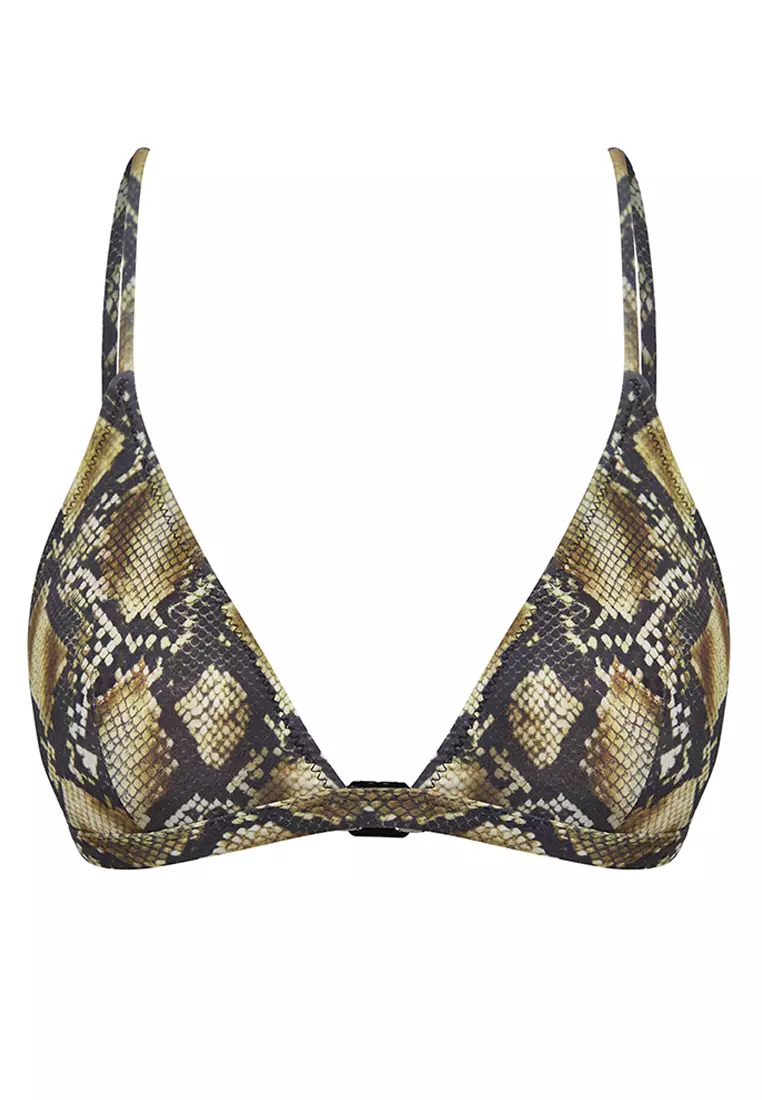 Snake Pattern Triangle Core Bikini Top
