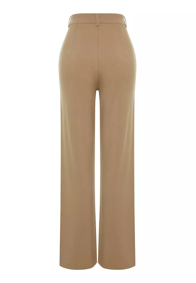 Asymmetrical Waist Straight Leg Pants
