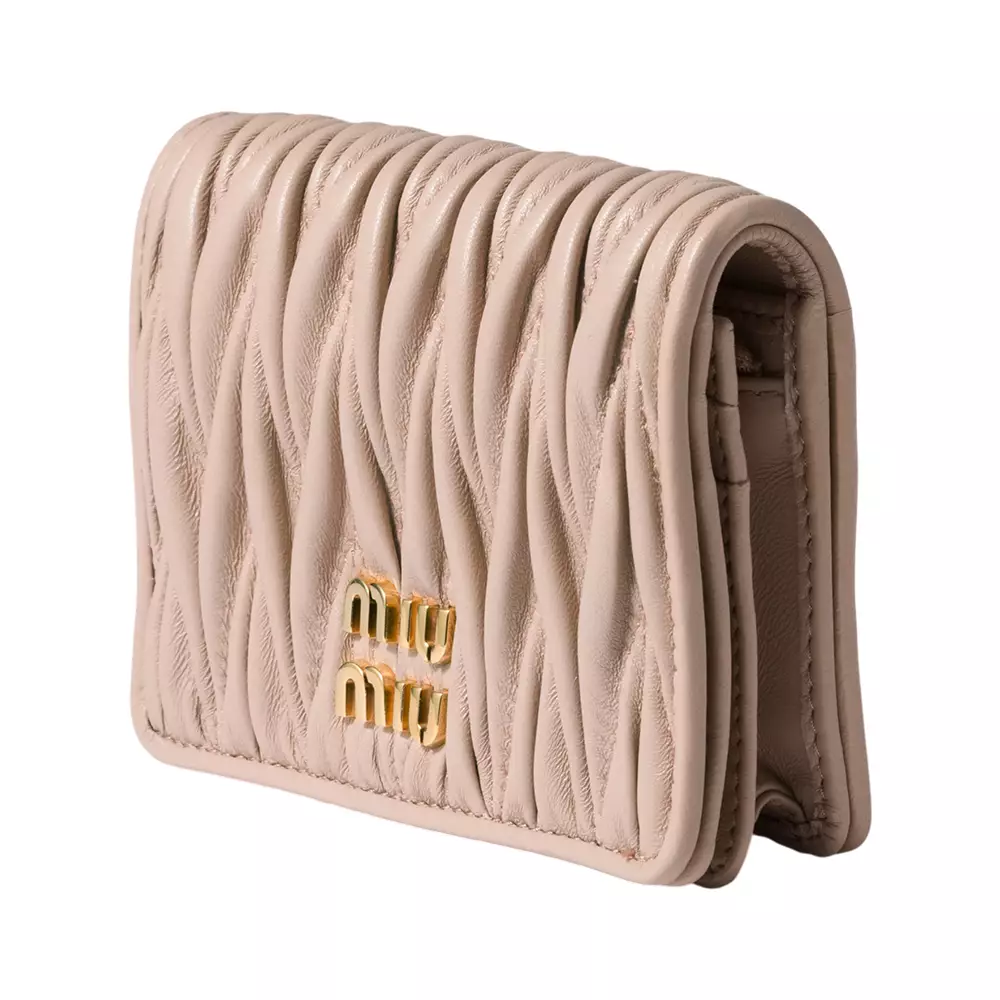 Small Matelassé Nappa Leather Bi-Fold Wallet Powder Pink