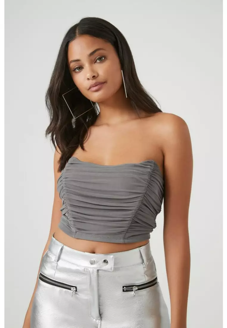 Buy FOREVER 21 Ruched Lace-Up Tube Top 2024 Online