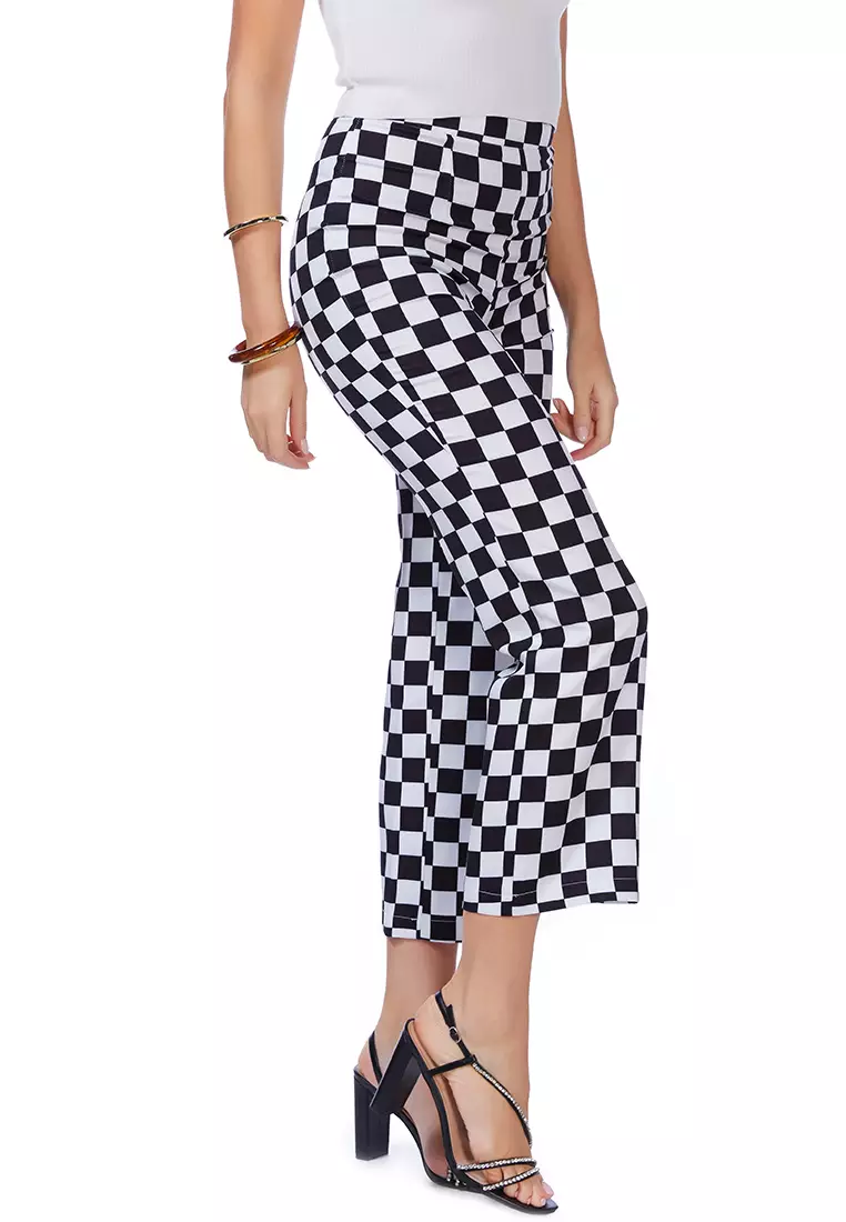 Checkerboard Culottes Pants in Black and White
