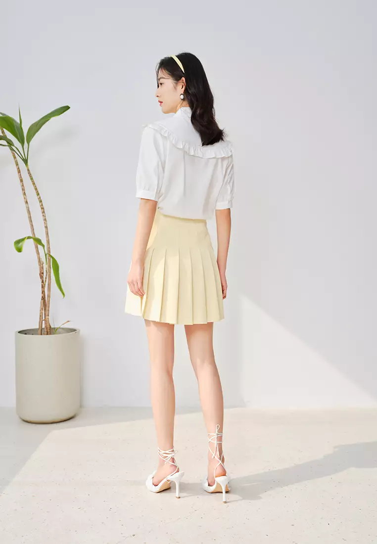 Side Pleated Mini Skirt