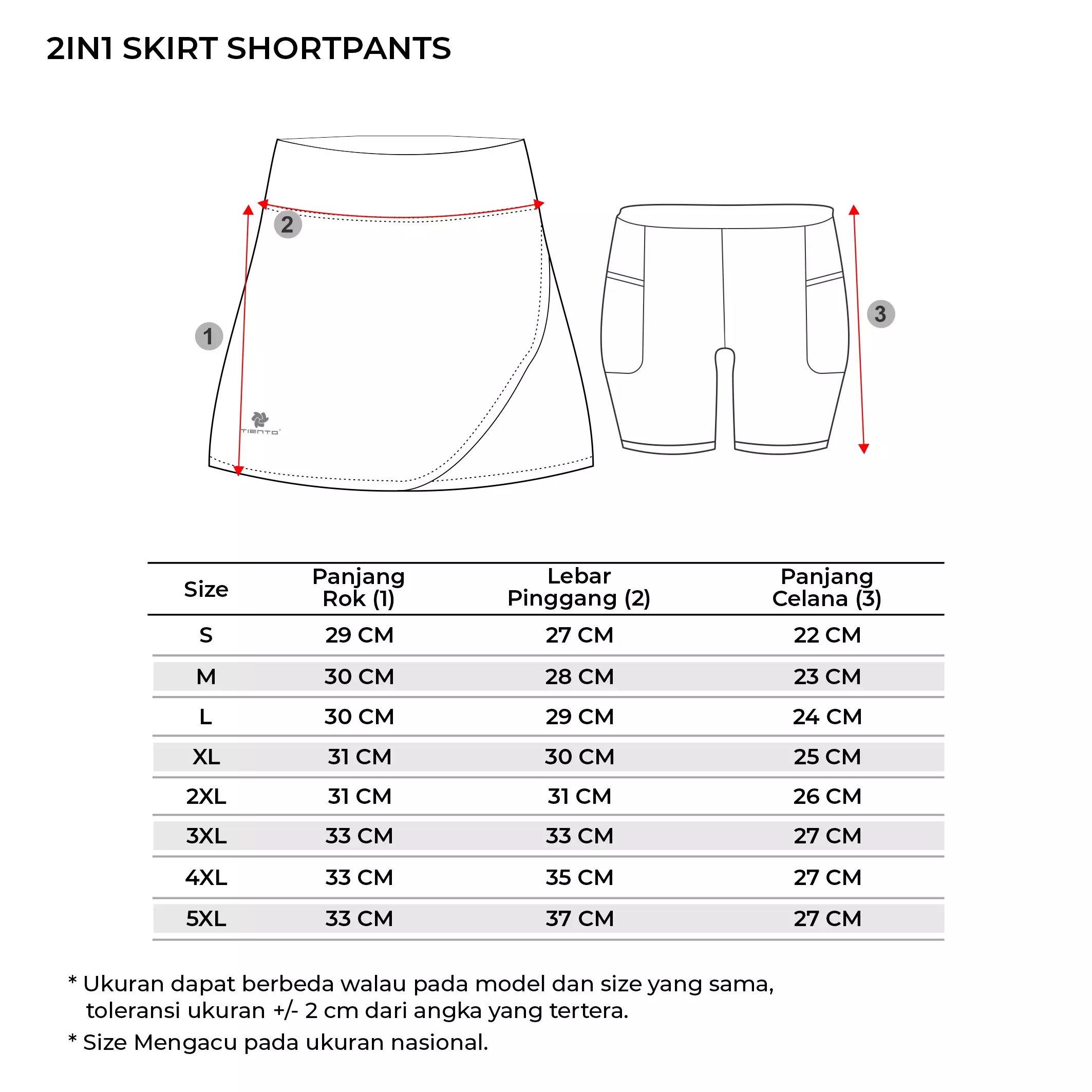 Tiento Celana Rok 2in1 Running Women Skirt Legging Pendek Sport Lari
