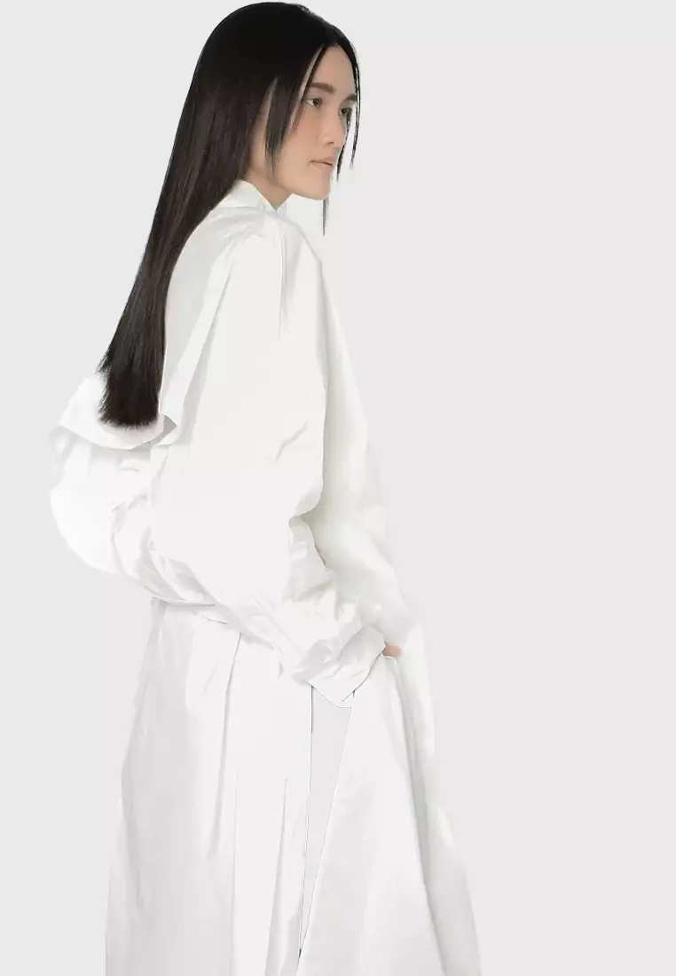 Midi Trench Shirt in White