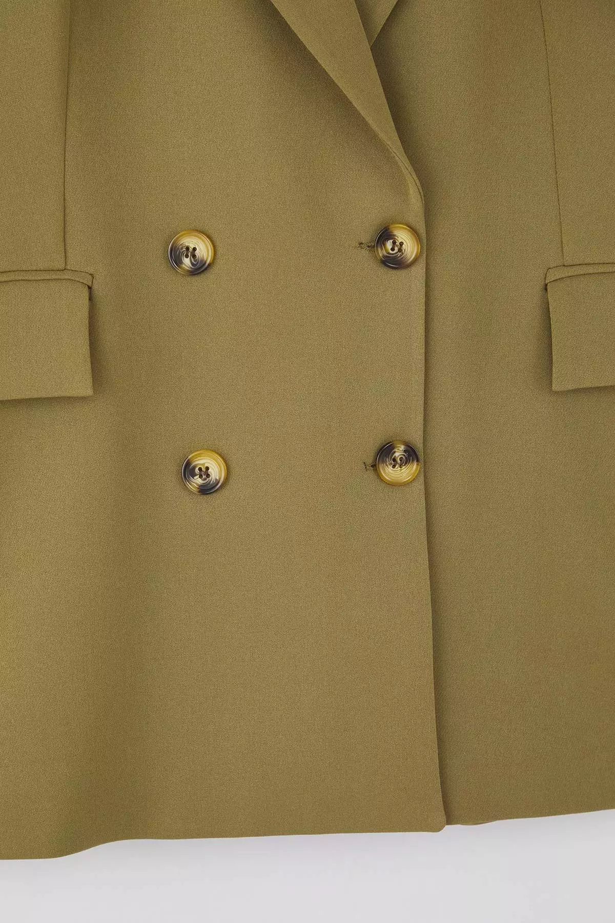 Khaki Oversize Lined Button Woven Plus Size Blazer Jacket Tbbaw26Ag00006