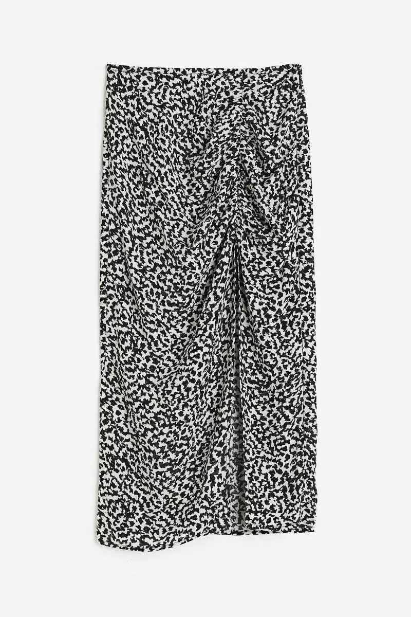 Crêpe high-slit skirt