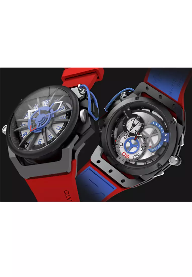 MAZZUCATO RIM SPORT 07-RD7685 - Reversible Automatic Watch - Red Rubber Strap
