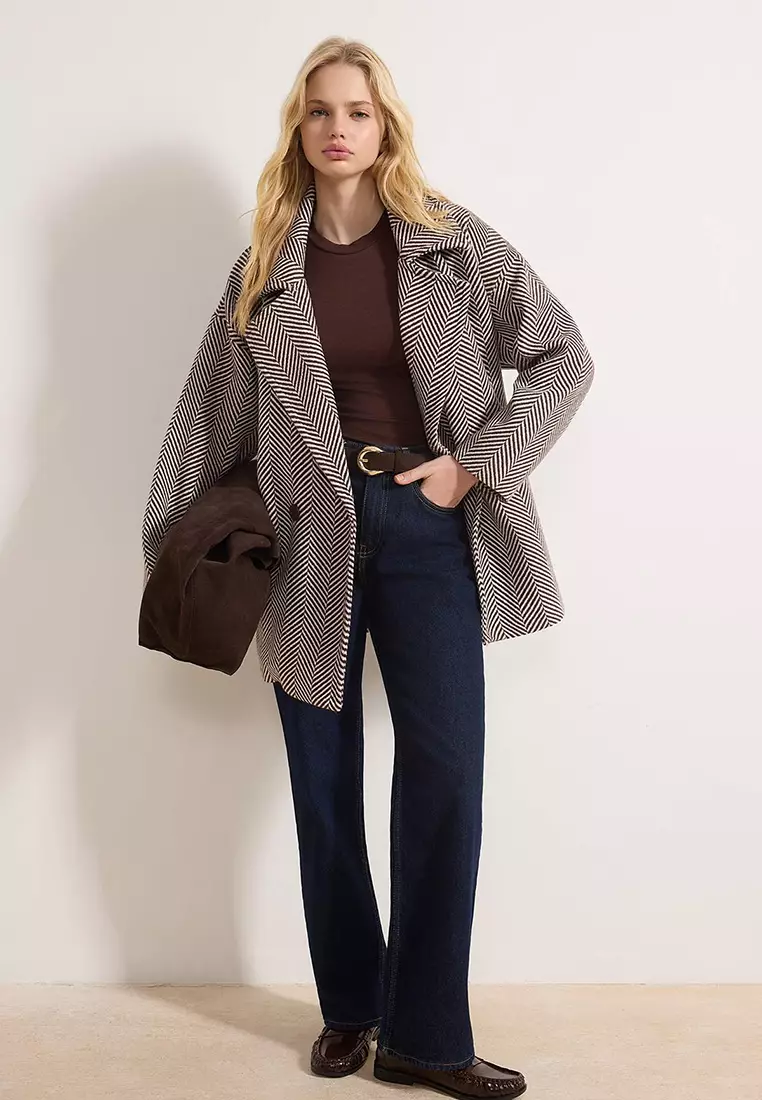 Mink Oversize Diagonal Mono Closure Midi Cashmere Coat Twoaw26Kb75