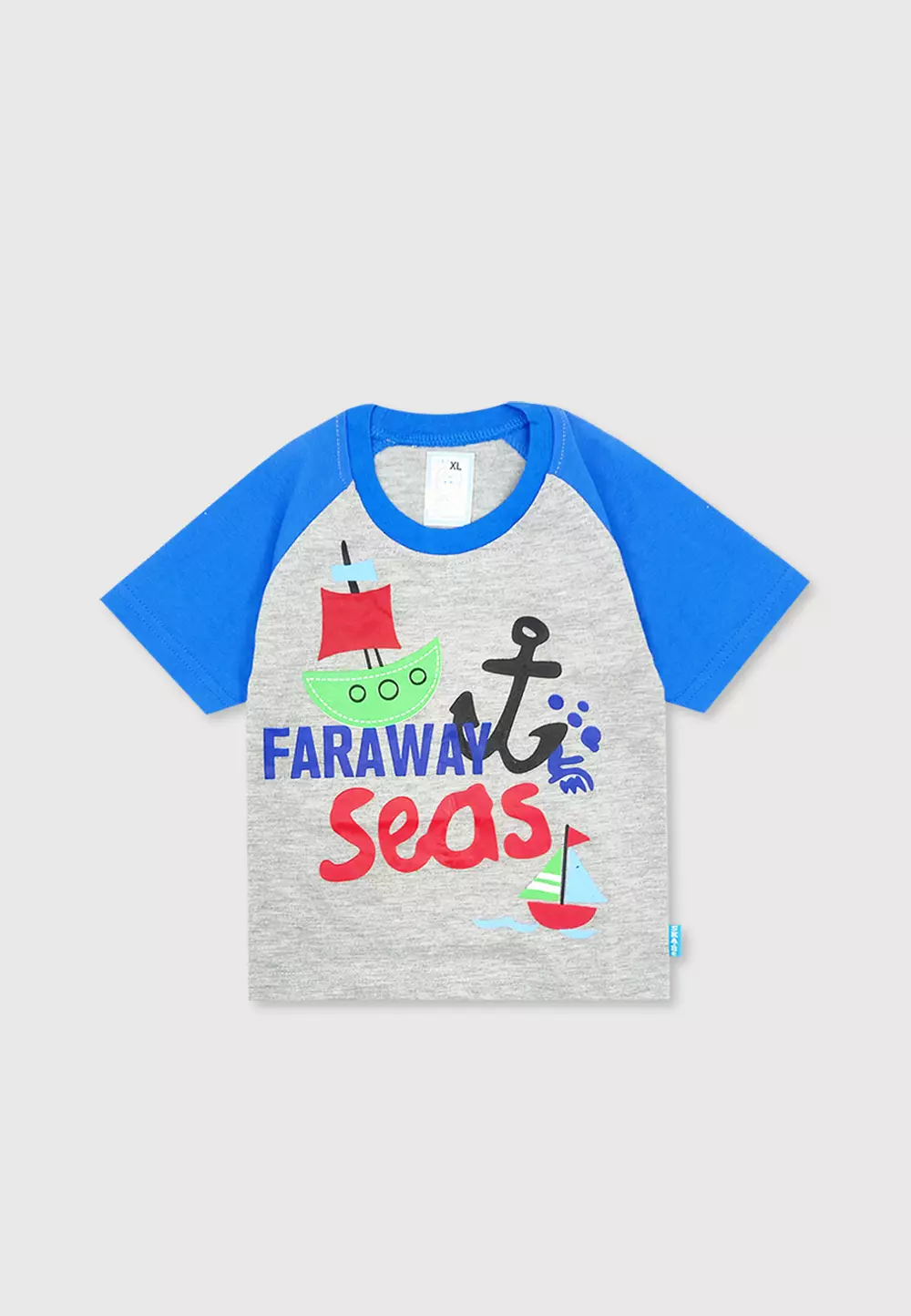 Wakakids Setelan Bayi Laki Laki Baju Lengan Pendek Anak Usia 12 Bulan Hingga 18 Bulan Set Celana Kaos Motif Anchor Sea 3094 Turkis