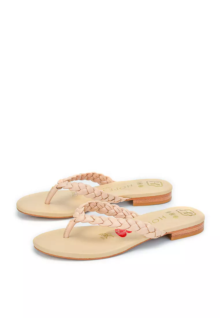 Hope Rosa Luna Nude Braided Leather Sandals