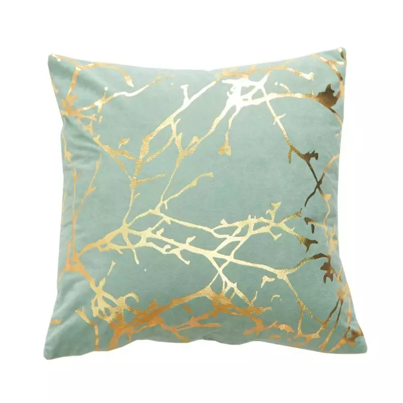 Tree Branch Gold Print Cushion Cover (Dusty green)