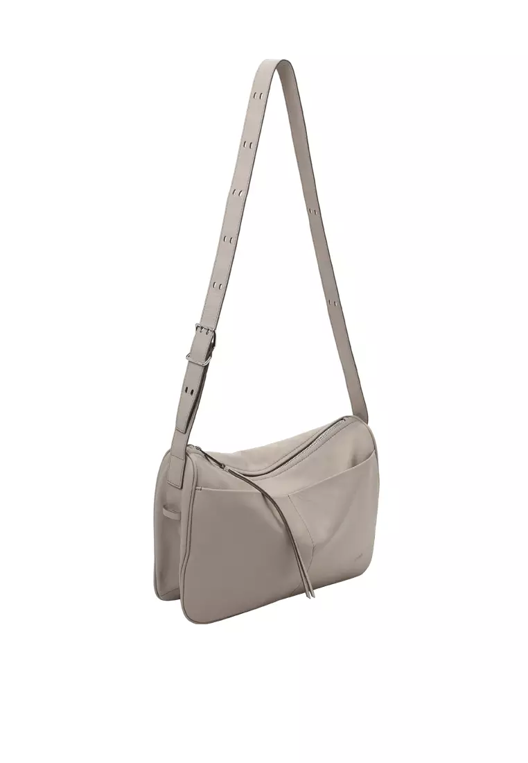 Slip Pockets Shoulder Bag - Almond
