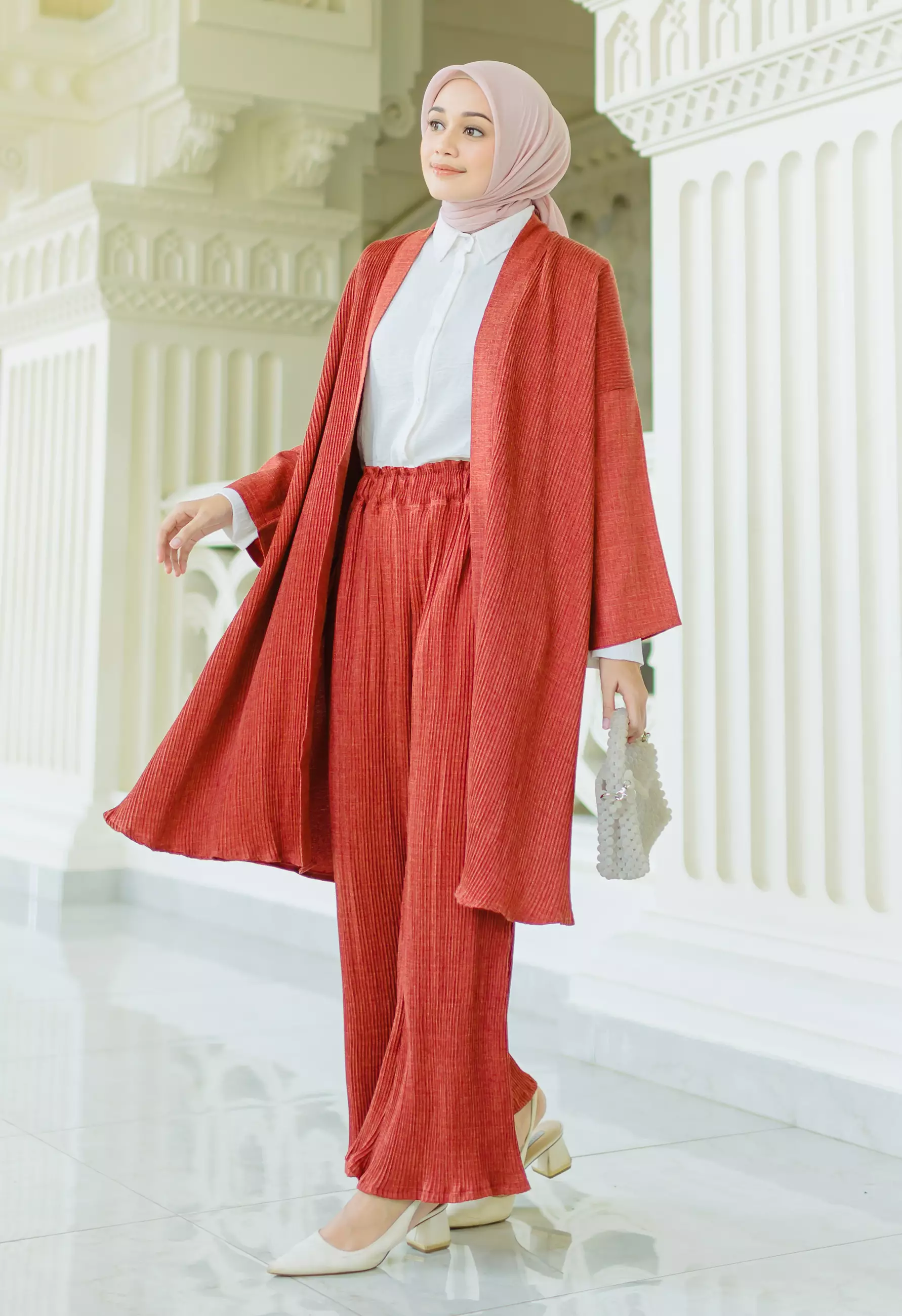 Zakia Pleats Set Maroon M