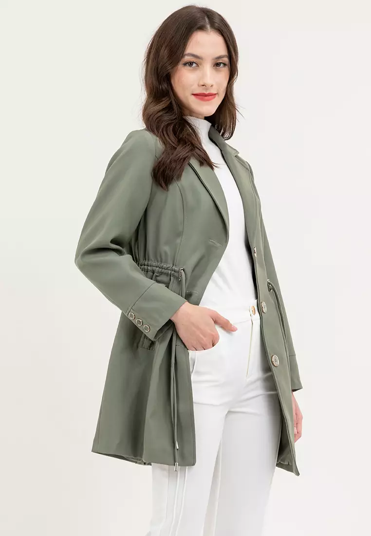 Draw String Waist Light Trench