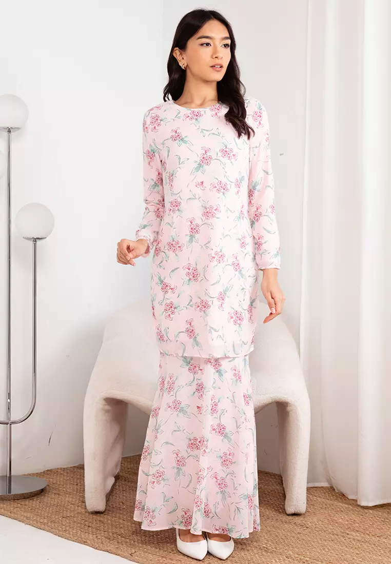 Charming Pink Ariel Kurung Princess Kembang Payung Skirt