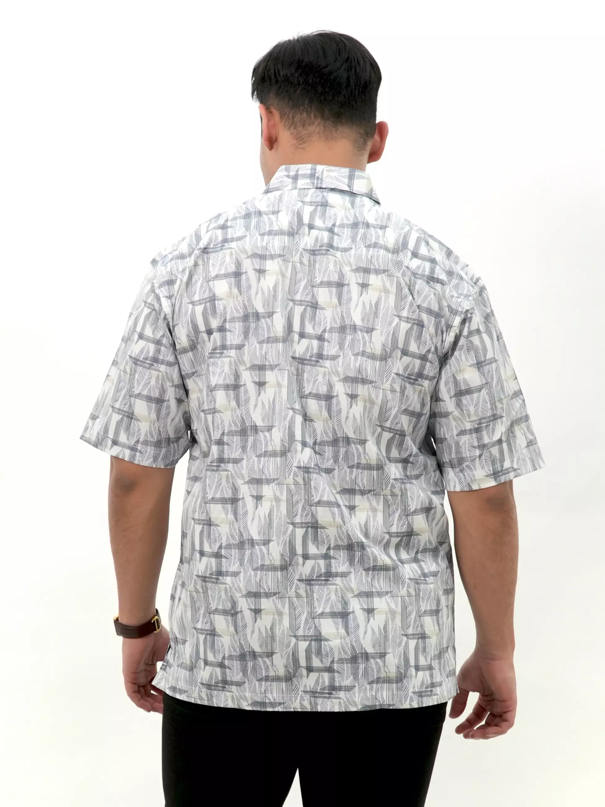 Kemeja Lengan Pendek Putih Abu 16813