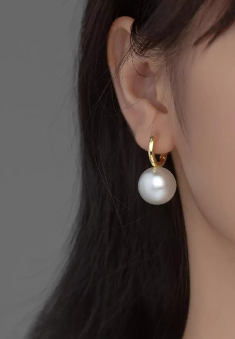 Gold drop earrings with pearl clearance
