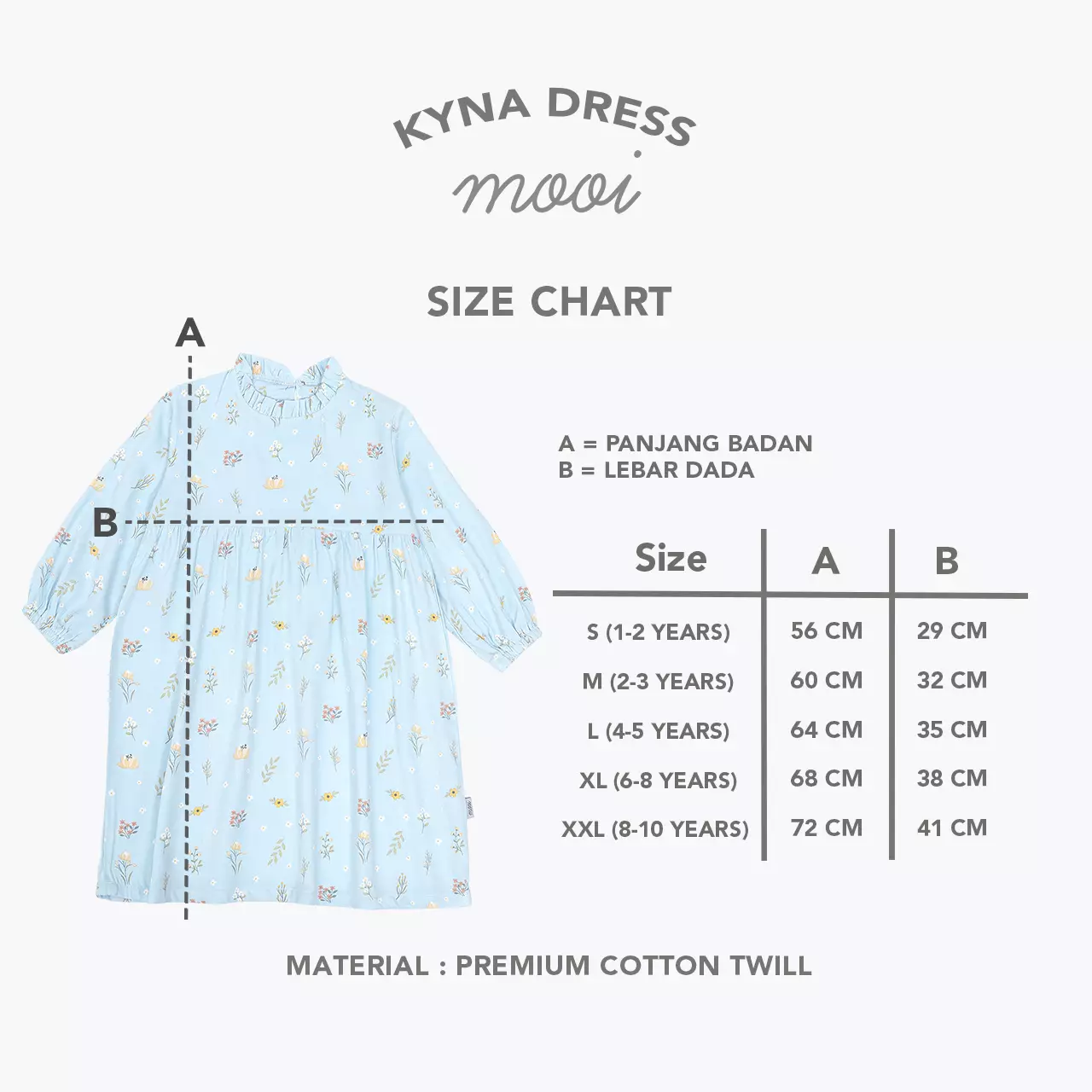 Mooi Dress Anak Perempuan Kyna Dress - Baby Blue