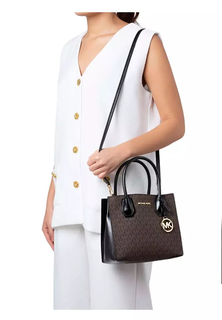 Mercer Medium Messenger Signature Crossbody Bag - Dark Brown/Black