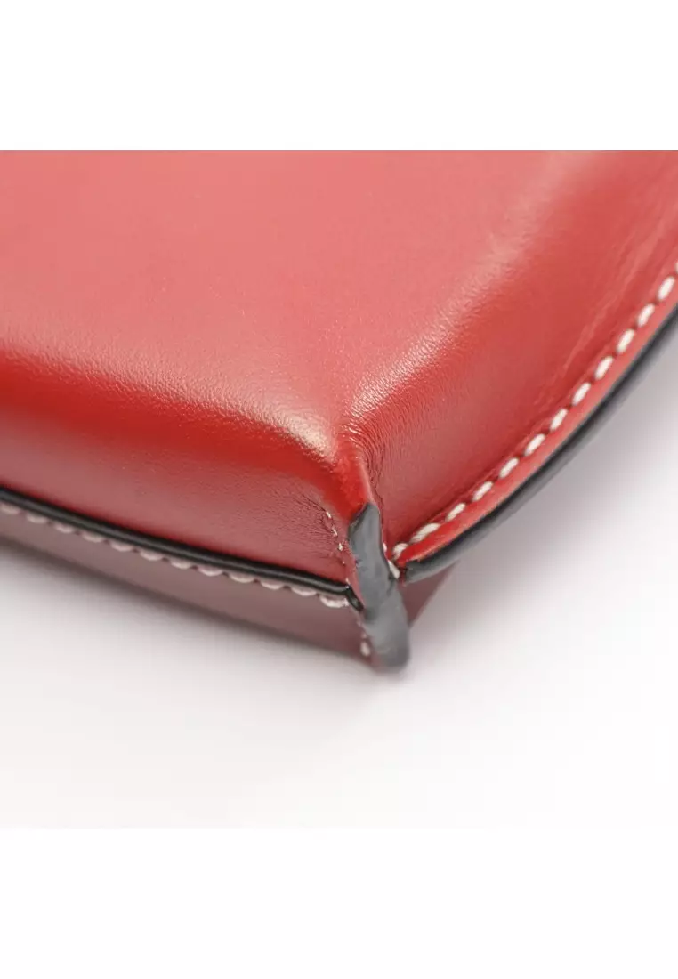 Pre-Loved LOEWE GATE POCKET gate pocket Shoulder bag leather Red light brown