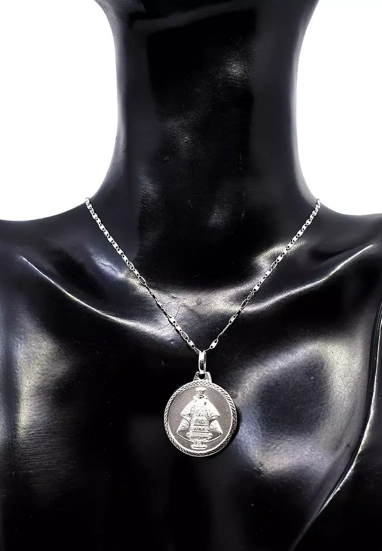 14K Italian Made White Gold Necklace and Pendant