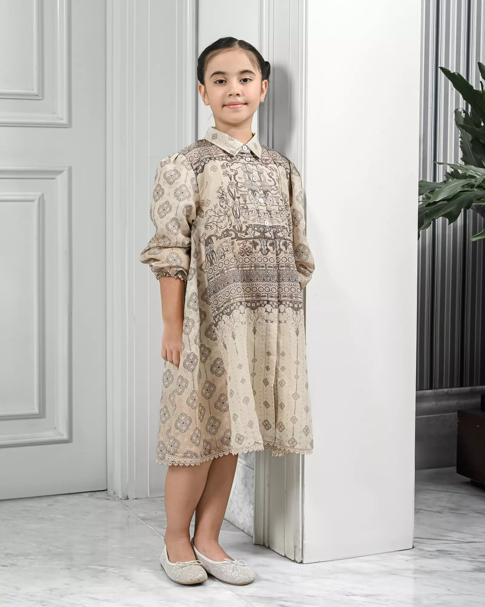 Geulis.id KIDS ALUSYA MIDI DRESS / DRESS ANAK / BAJU LEBARAN - MOCCA