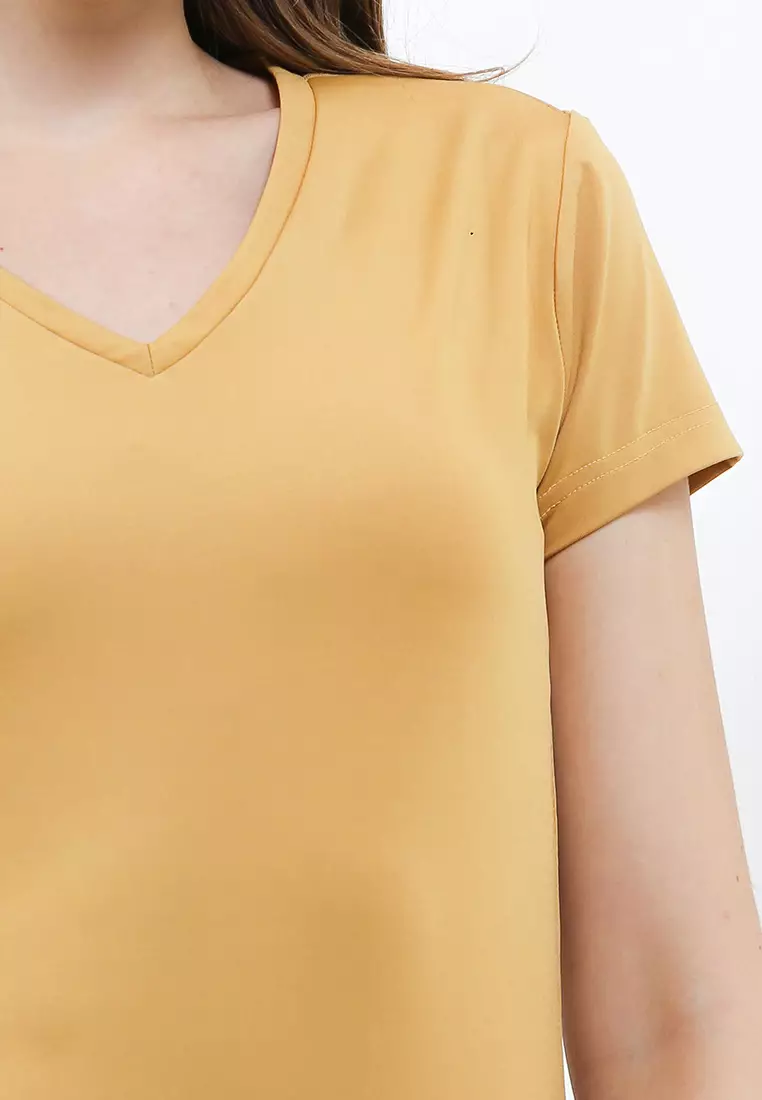 Atasan Baju Olahraga Ladies Sport Short Sleeve Activewear  Vneck For Yoga, Pilates, Senam, Gym