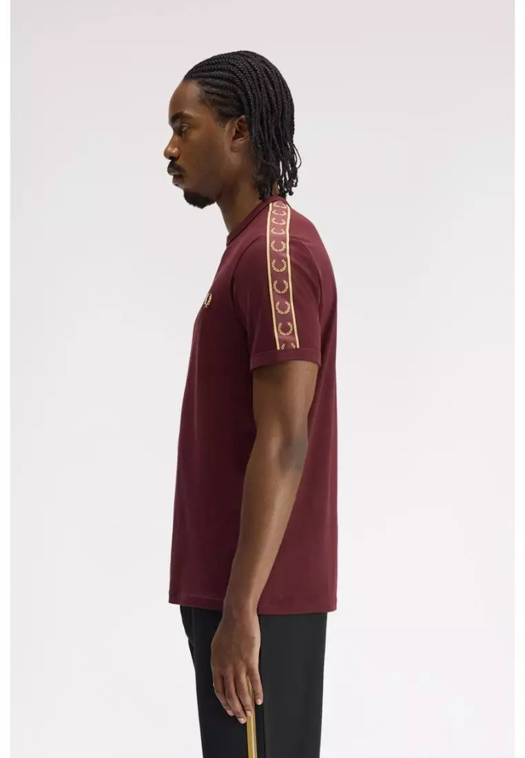 Fred Perry M4613 Contrast Tape Ringer T-Shirt (Oxblood / Champagne)