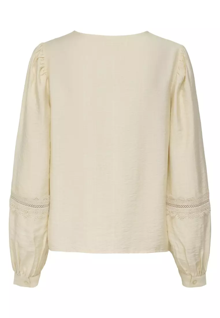 Long Sleeve Lace Woven Top