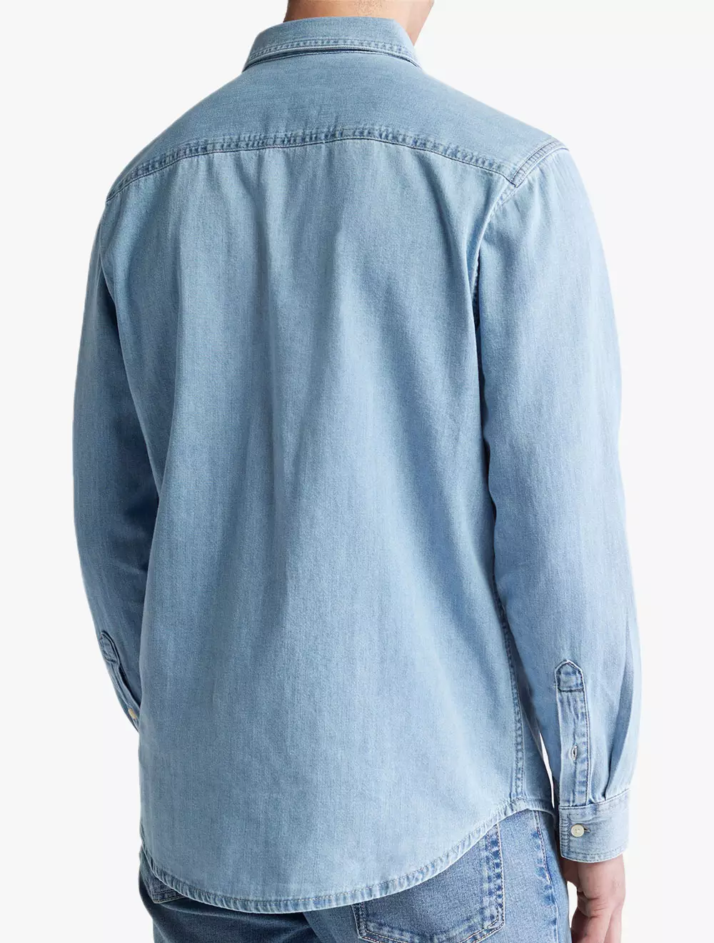 CALVIN KLEIN - CASUAL CLASSIC LIGHT WASH DENIM SHIRT - Denim - navy