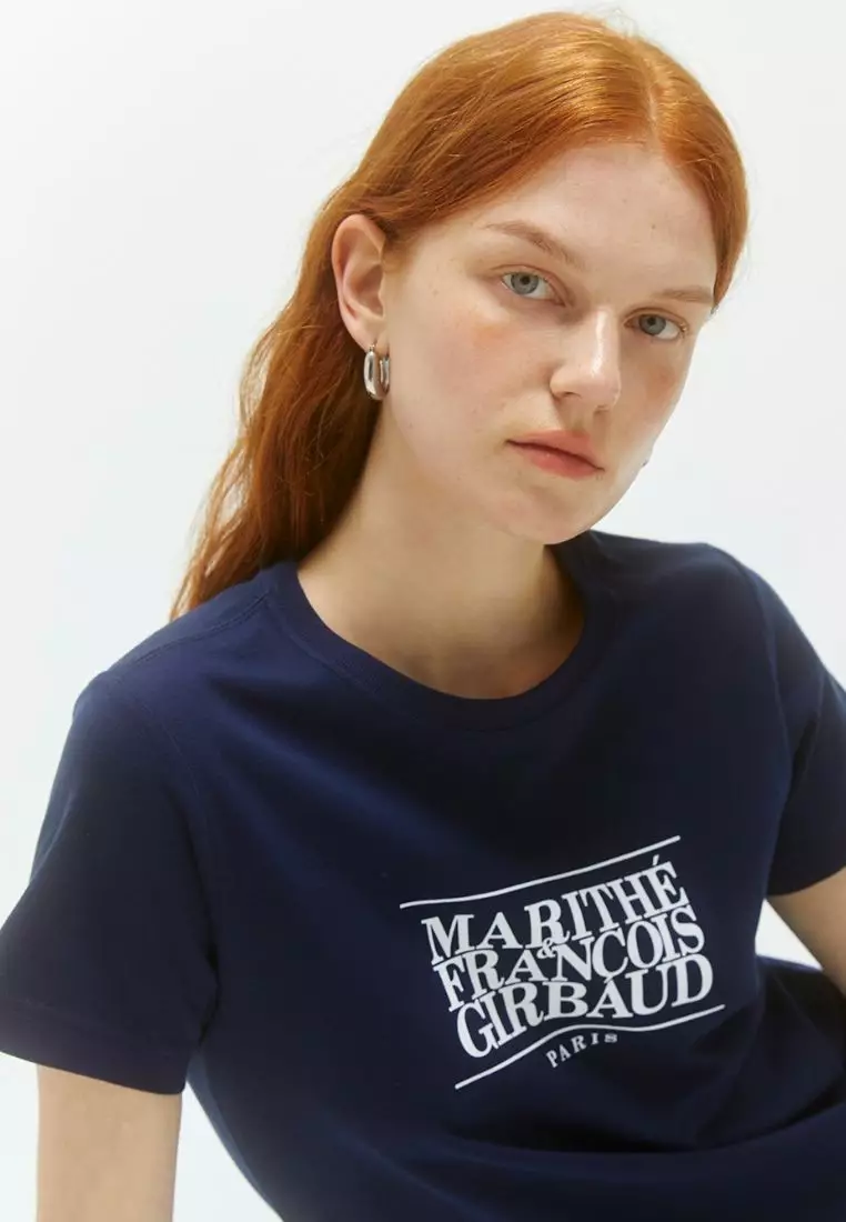 Jual Marithe + Francois Girbaud W Classic Logo Crop Tee Navy